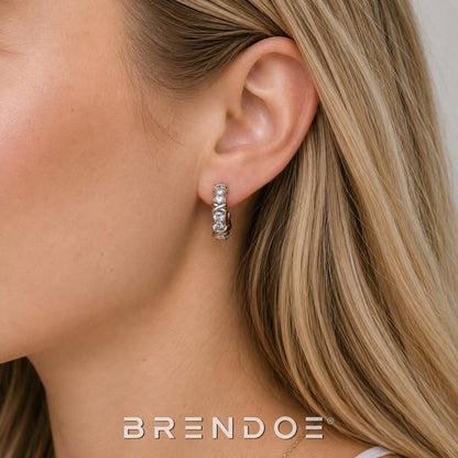 Brendoe Zilverkleurige Geometrische Oorringen met Zirkonia