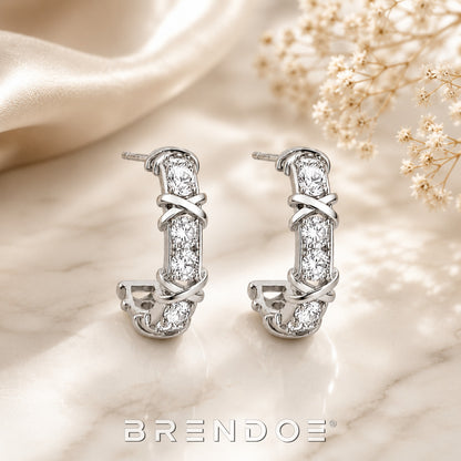 Brendoe Zilverkleurige Geometrische Oorringen met Zirkonia