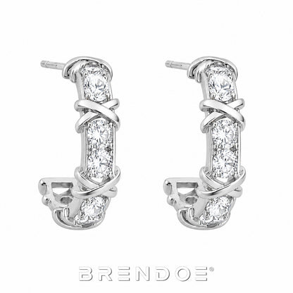 Brendoe Zilverkleurige Geometrische Oorringen met Zirkonia