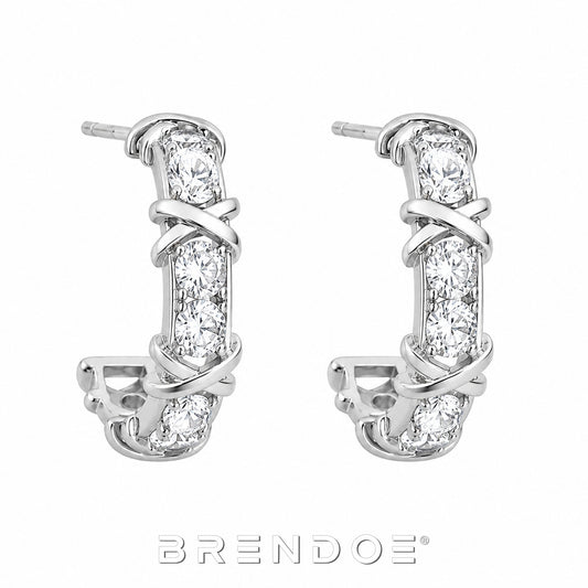 Brendoe Zilverkleurige Geometrische Oorringen met Zirkonia