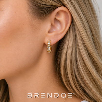 Brendoe Goudkleurige Geometrische Oorringen met Zirkonia