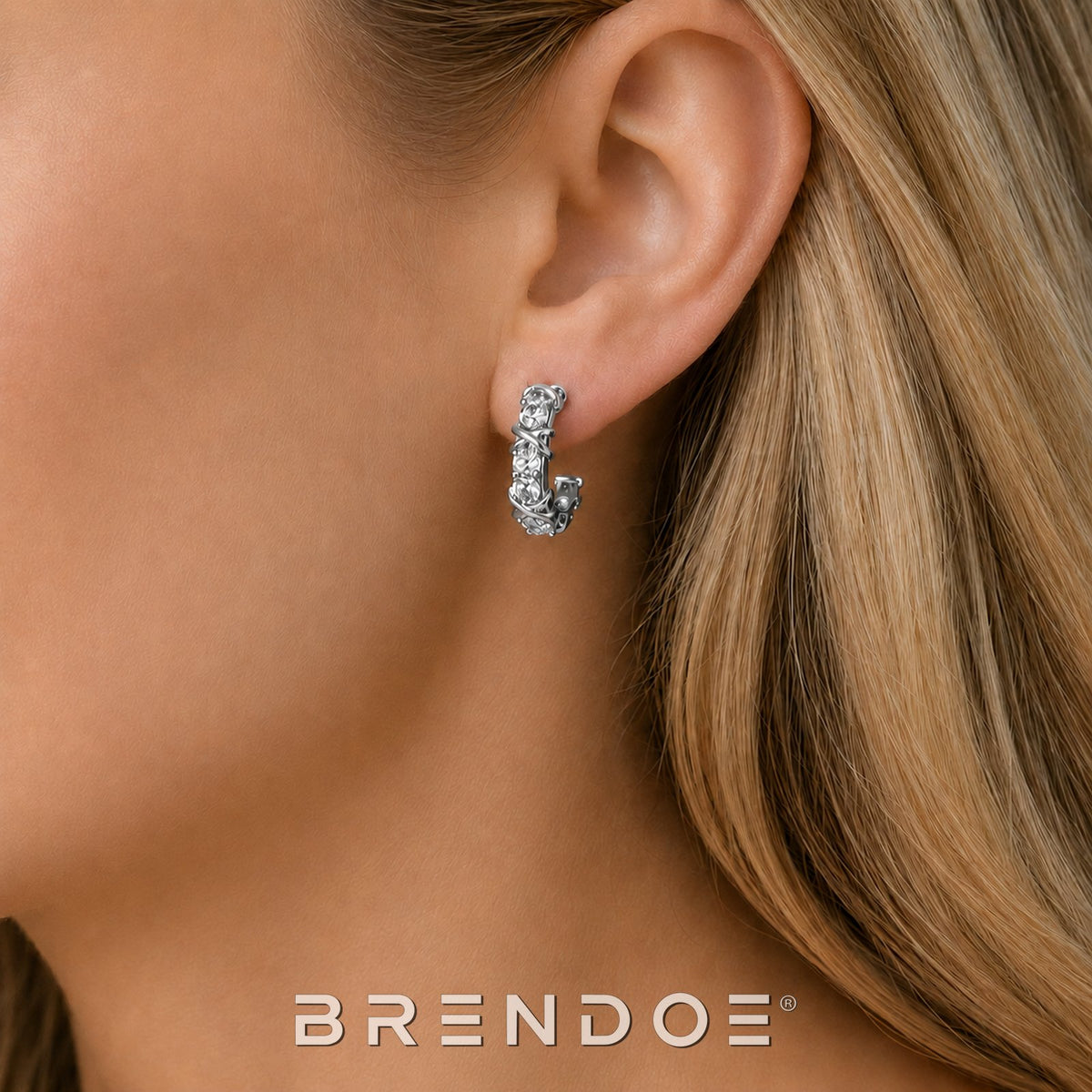 Brendoe Zilverkleurige Geometrische Oorringen met Zirkonia