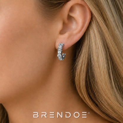 Brendoe Zilverkleurige Geometrische Oorringen met Zirkonia