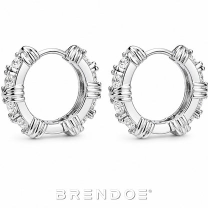 Brendoe Zilverkleurige Statement Oorringen met Zirkonia