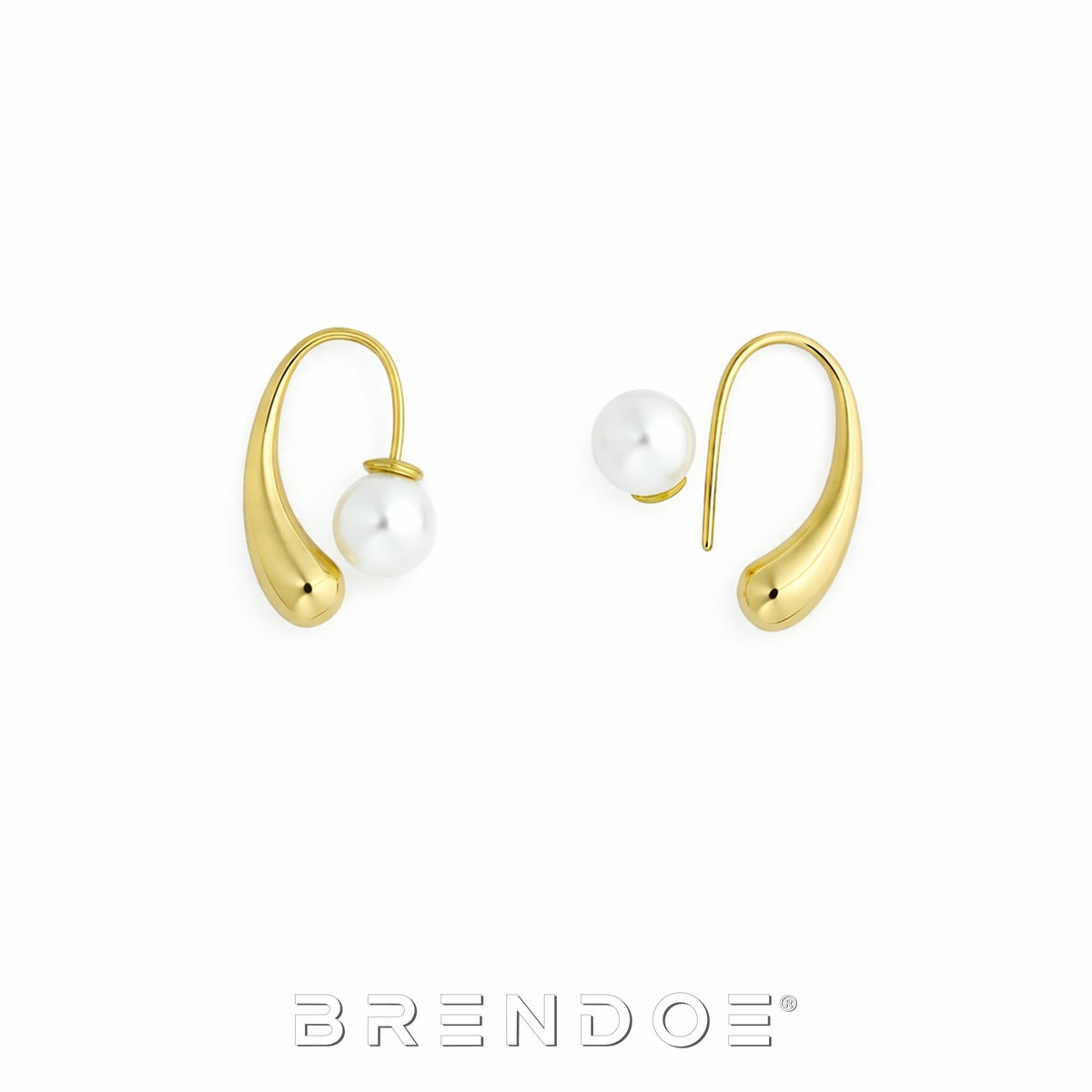 Brendoe Goudkleurige Druppel Pareloorbellen Dames – Witte Kunstparel