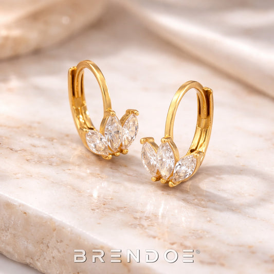 Brendoe Goudkleurige Lotus Oorringen met Zirkoon – Dames