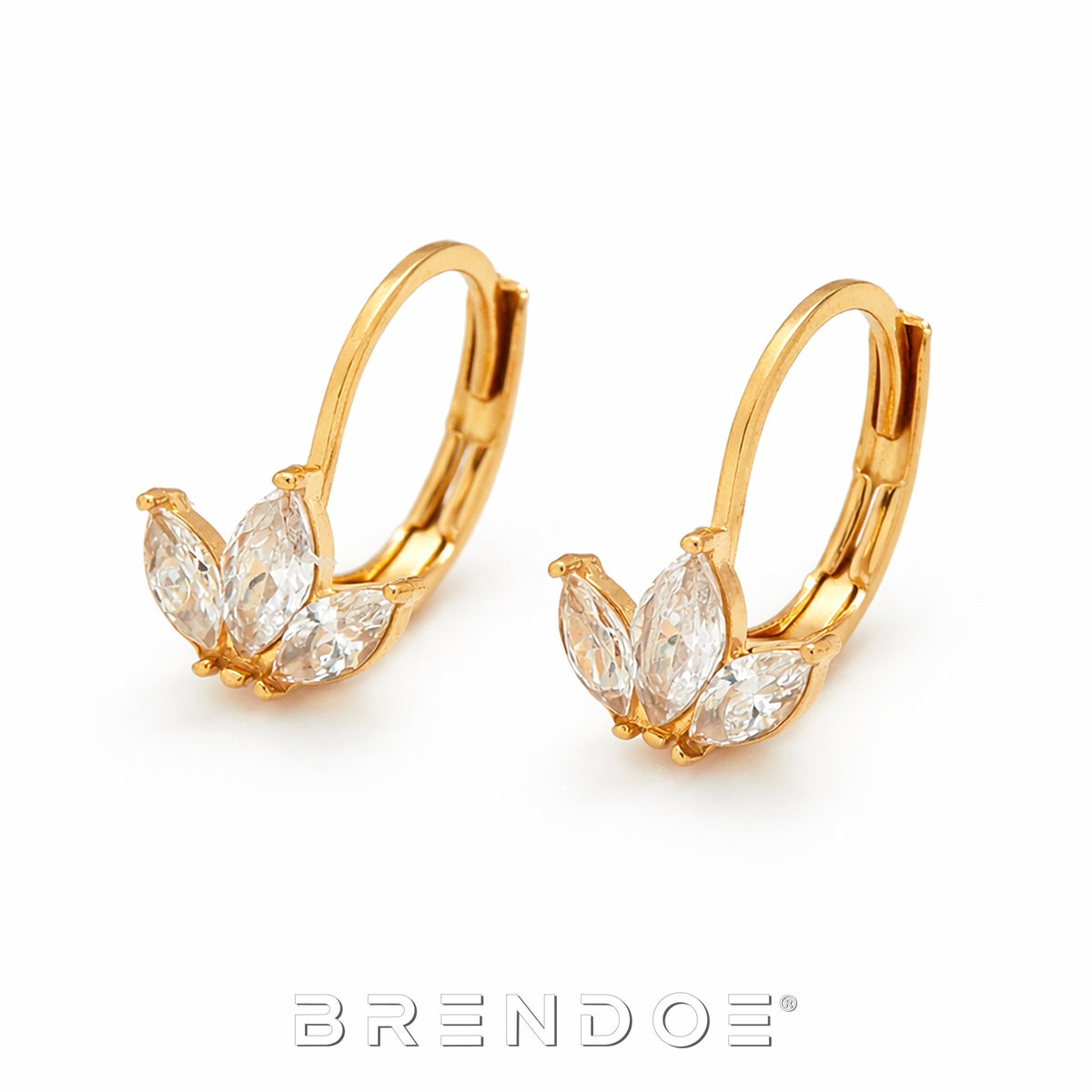 Brendoe Goudkleurige Lotus Oorringen met Zirkoon – Dames