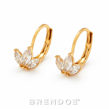 Brendoe Goudkleurige Lotus Oorringen met Zirkoon – Dames