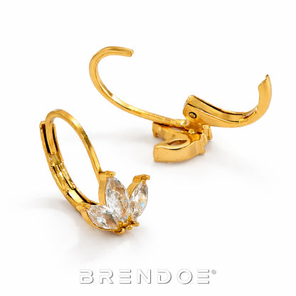 Brendoe Goudkleurige Lotus Oorringen met Zirkoon – Dames