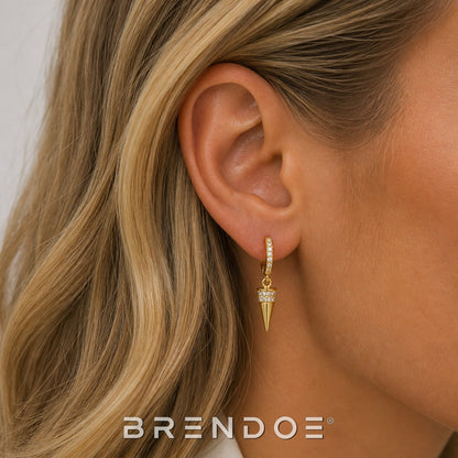Brendoe Goudkleurige Spike Oorbellen met Zirkonia