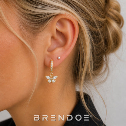 Brendoe Kleine Goudkleurige Vlinder Oorbellen met Zirkonia