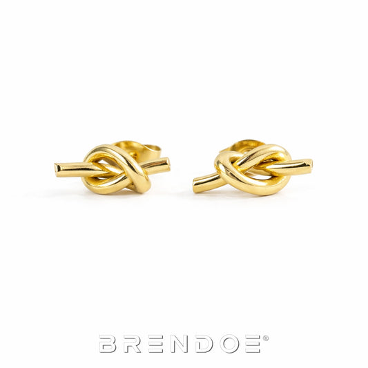 Brendoe Goudkleurige Knoop Oorknopjes Dames – 304 RVS